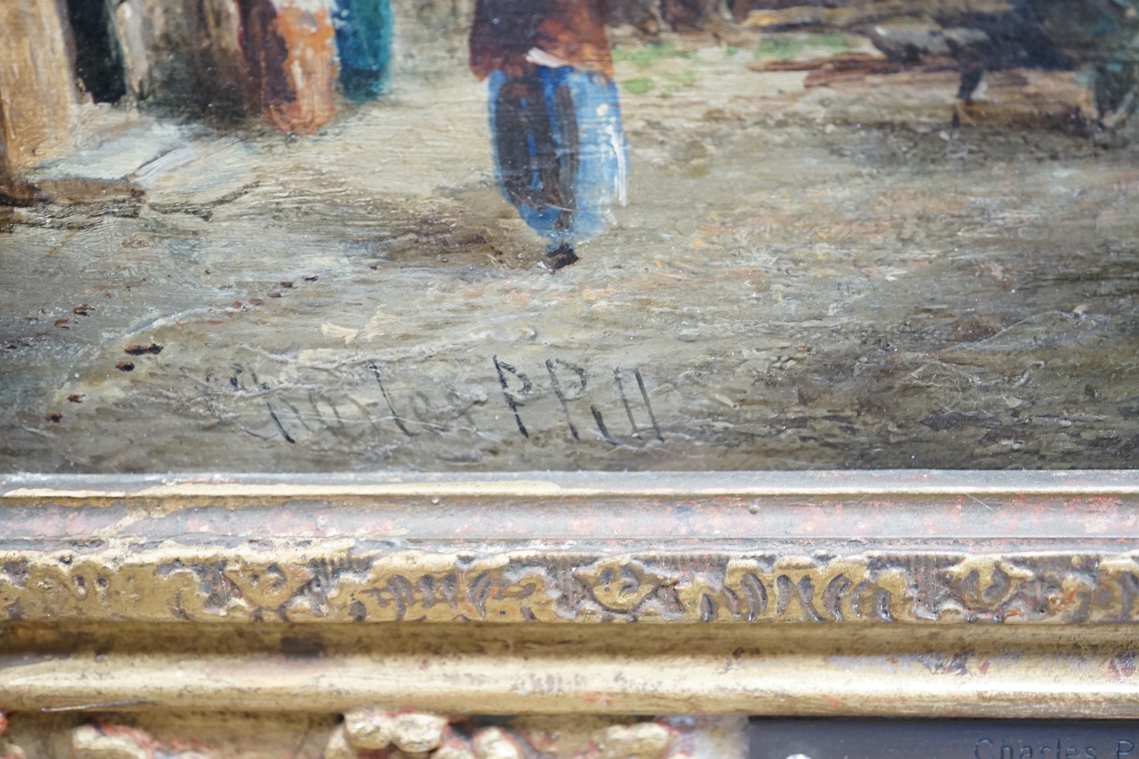 Charles P. Pill (fl.1880-1900), oil on canvas, Continental street scene, signed, 37 x 26cm